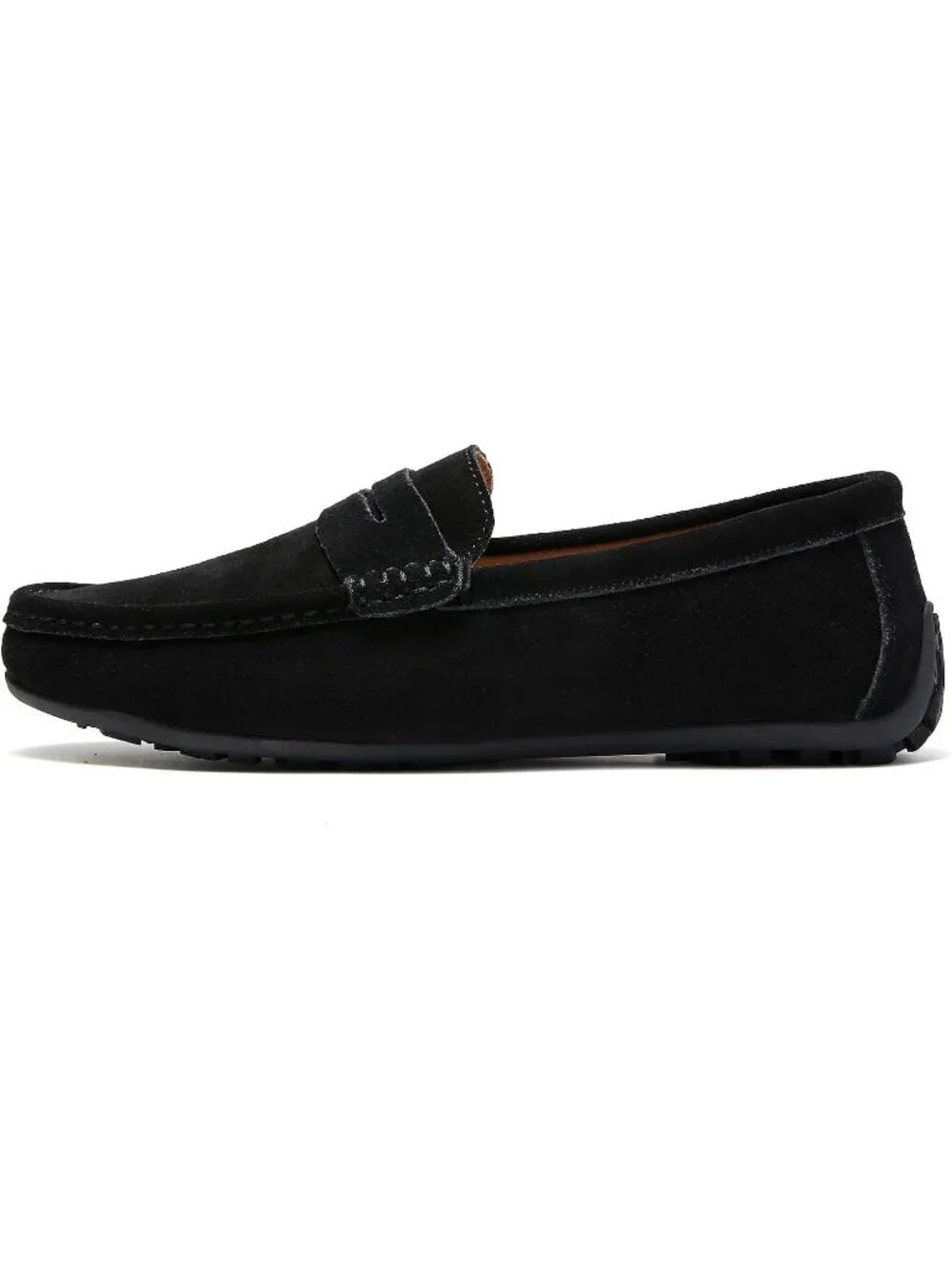 FASHION Men's Black Suede Leather Loafers Penny Slip On Walking Casual Shoes